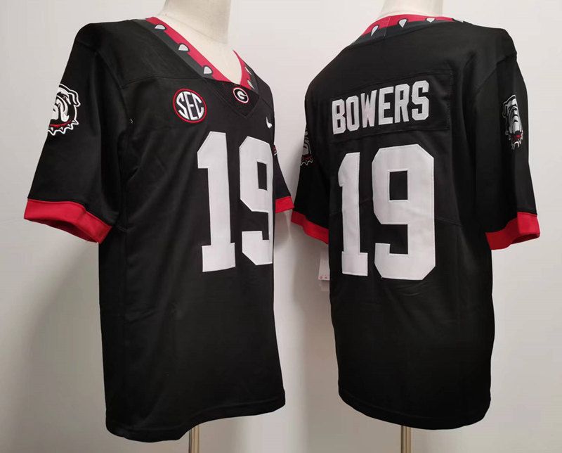 Men Georgia Bulldogs #19 Bowers Black Nike 2025 NCAA Jersey style 1->ncaa teams->NCAA Jersey